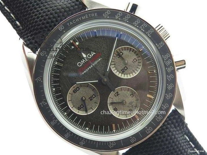 0314 Speedmaster Apollo XVII Gray Dial On Black Nylon Strap Manual Winding Chrono Movement FastDry 8208